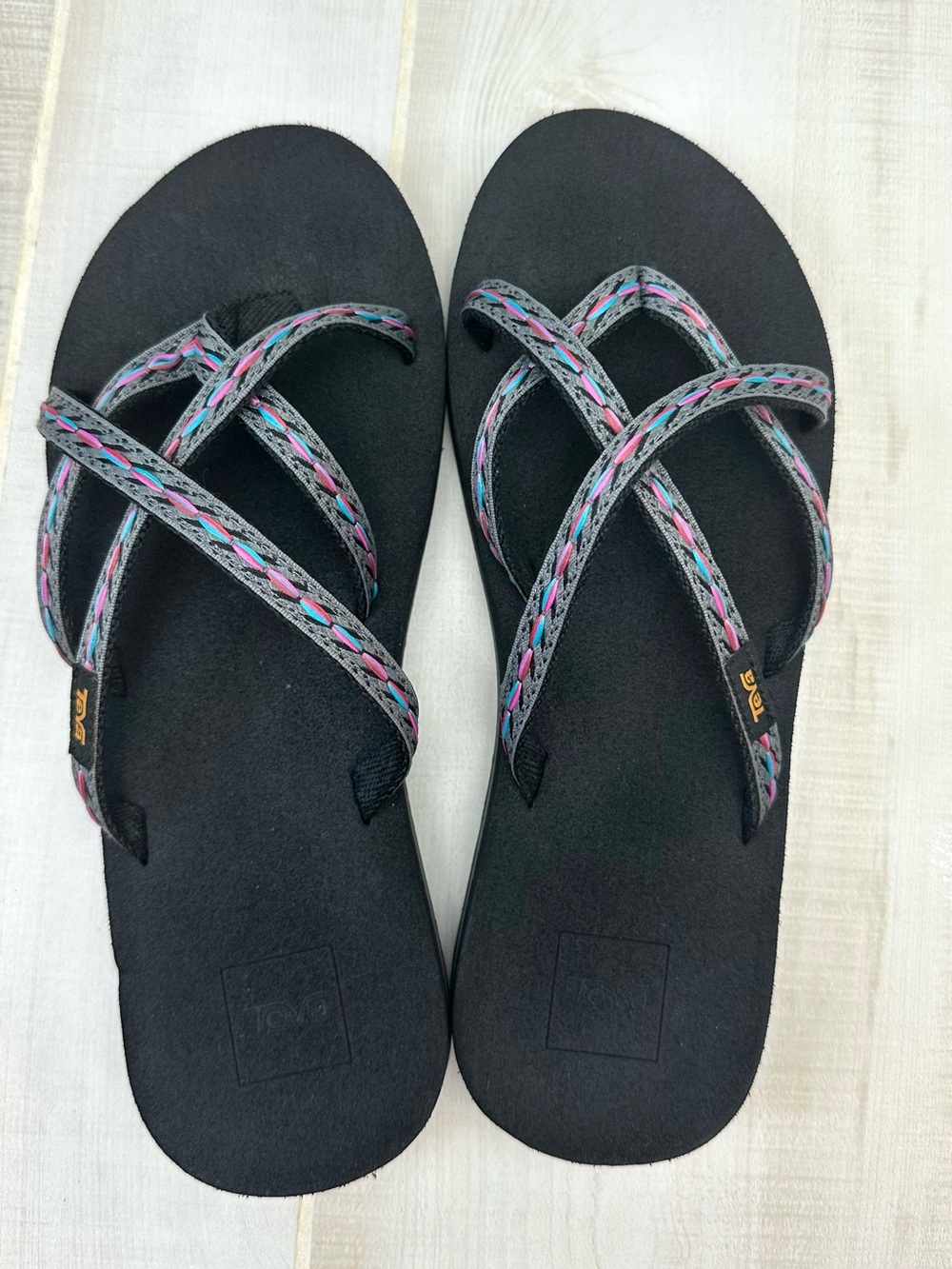 Teva Women's Olowahu Black Strappy Sandals with Multicolor Accents